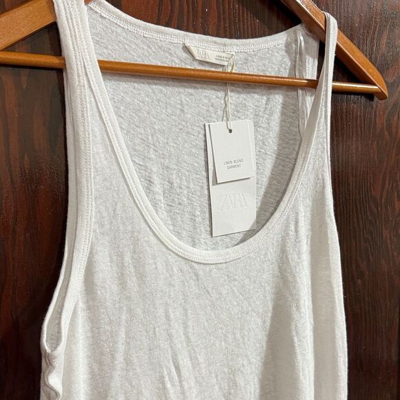 NWT Zara Linen Blend  White Tank Top - Picture 4 of 6